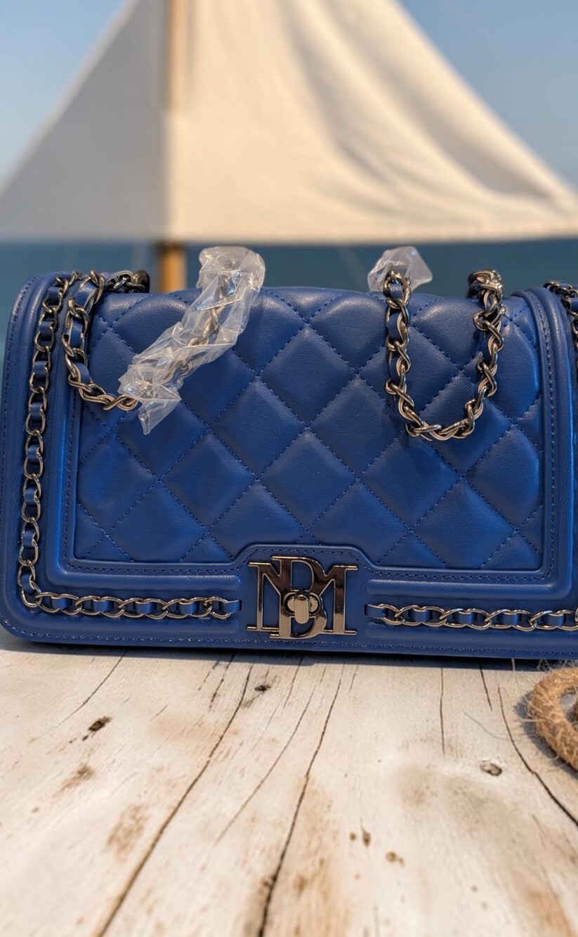 Badgley Mischka Royal Blue Quilted Shoulder Bag